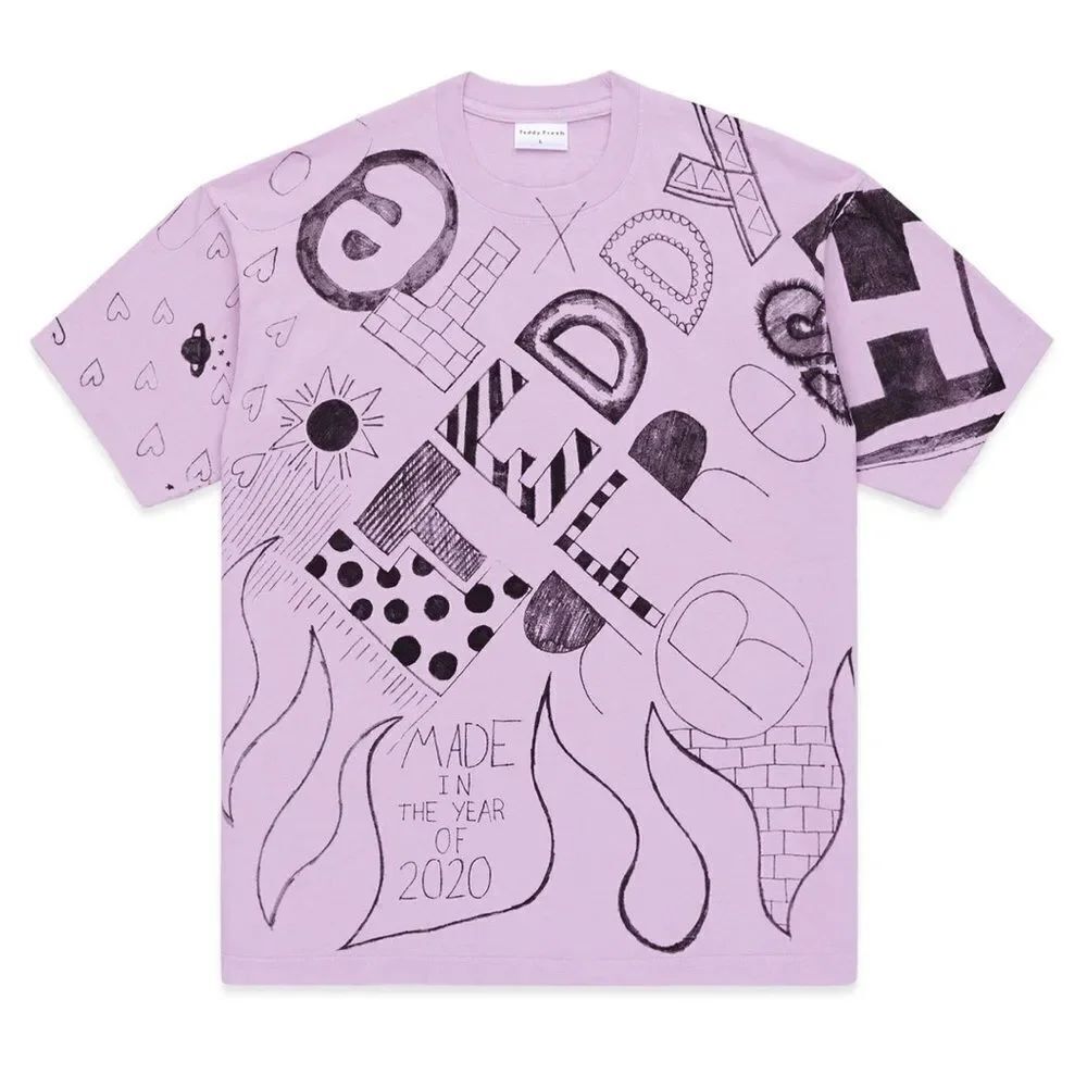 Teddy Fresh Marker Sketch T Shirt By Hila Klein Made In The Year Of 2020 size XL